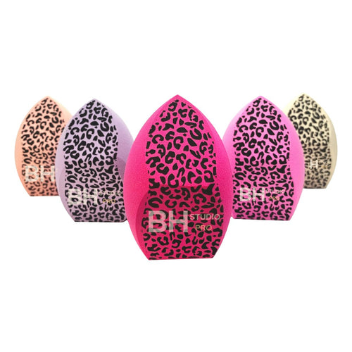 BH STUDIO PRO Dual-purpose Powder Puff & Makeup Sponge – Premium Makeup Sponge Set For Foundation, Loose Powder – Travel-friendly, Multi-purpose Portable Travel 1 Pcs - Multicolored (Leopard print Sponge)