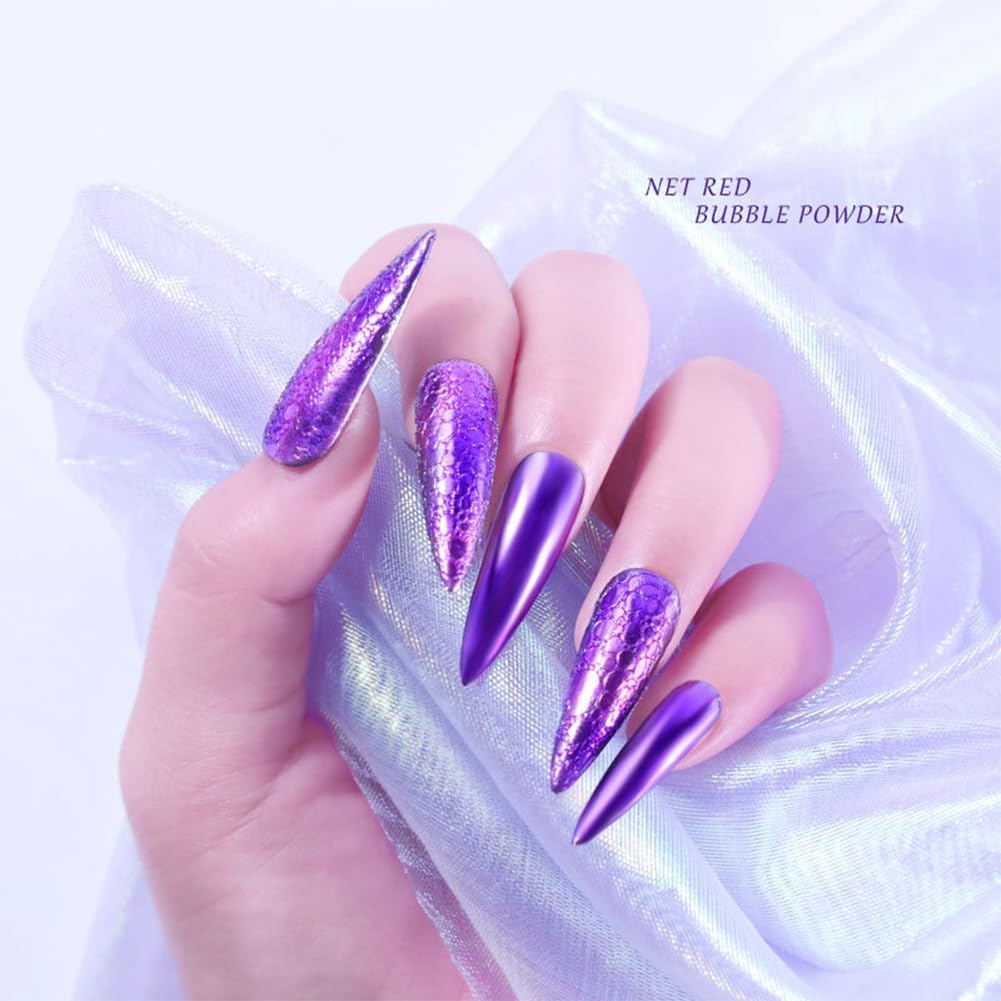 NAILWIND Pink Purple Colors Chrome Nail Powder Set, Reflective Glitter Metallic Mirror Effect for Nails Art Design 3D Holographic Silver Rose Gold Pigment 1- PCS - Image 4