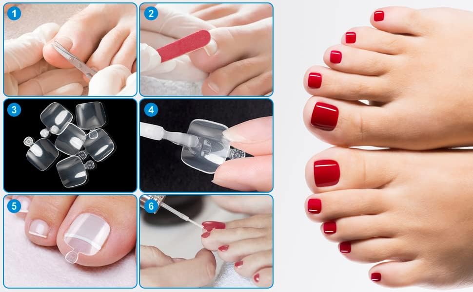 NAILWIND Fake Toenail Tips, 500PCS False Nails Artificial, DIY False Toe Nails Fake Nails for Nail Art - NATURAL Toenail Tips for Woman DIY False Toenails Kit Pedicure at Home - Image 8