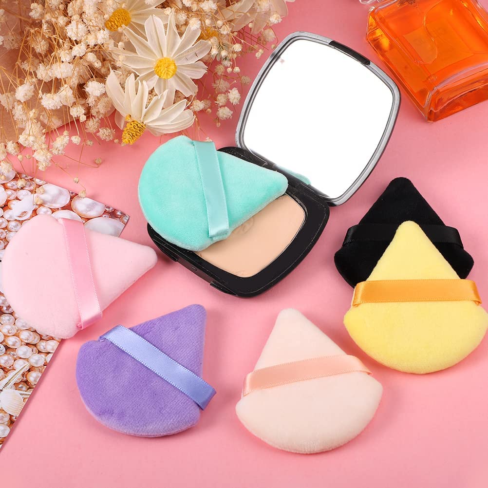 My Colors 6 Pieces Powder Puff Soft Face Triangle Makeup Puff for Loose Powder Body Cosmetic Foundation Sponges Beauty Blender Makeup Tool Multicolors - Image 2