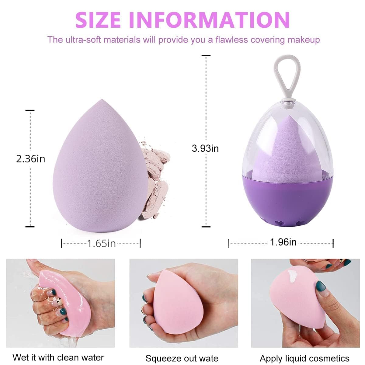 COSLUXE Makeup Sponge Holder Set Beauty Blender Sponge & Organizer Case Kit for Women Girls, (Multi-colored, 2 - Pcs) - Image 5