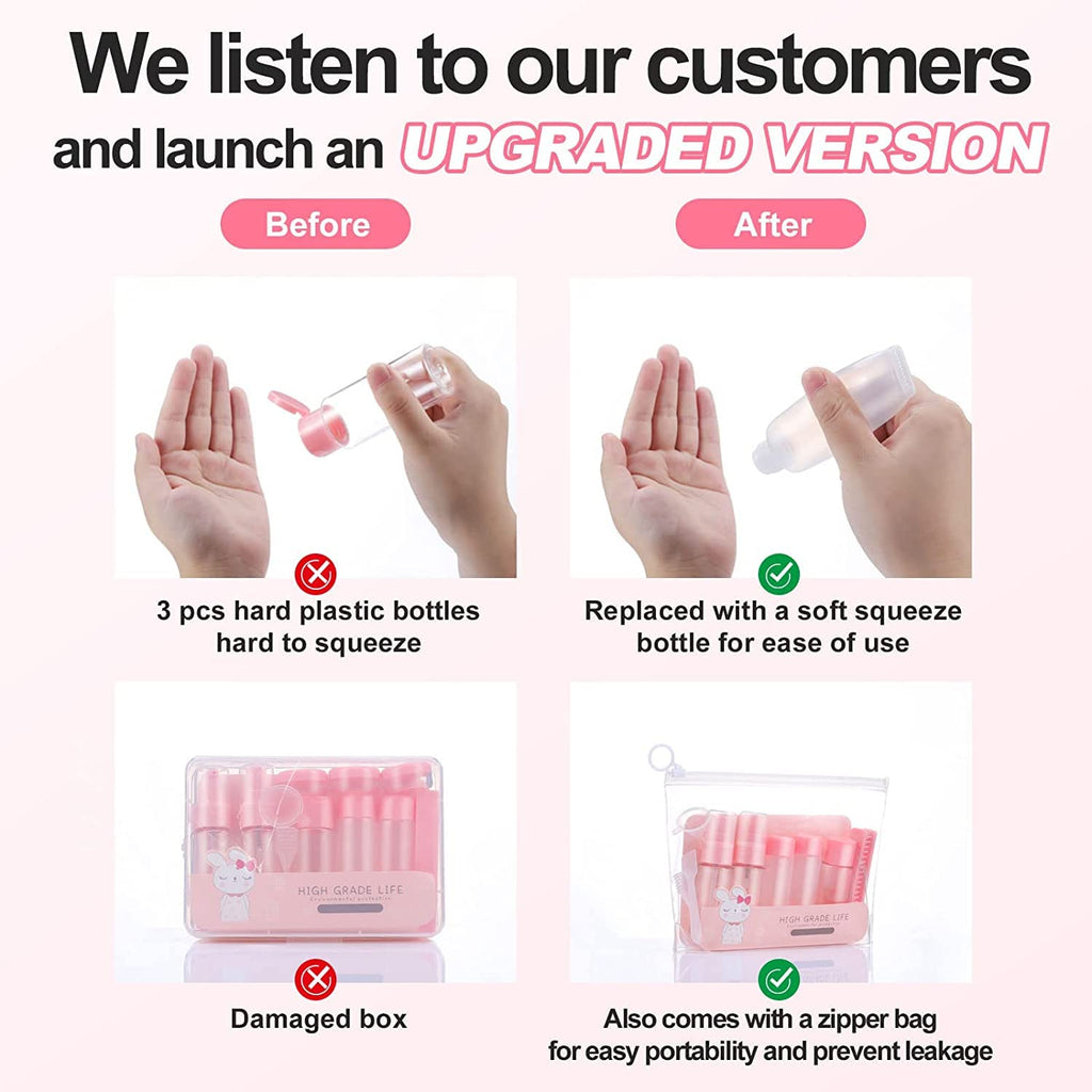 COSLUXE Travel Bottles Kit | Travel Cosmetics Bottles Set | Portable Multipurpose Cosmetics Toiletries Travel's Refillable Bottles | for Storing Shampoo, Gel, Cream Jar | Lotion Dispenser 7 - Pcs Set - Image 7