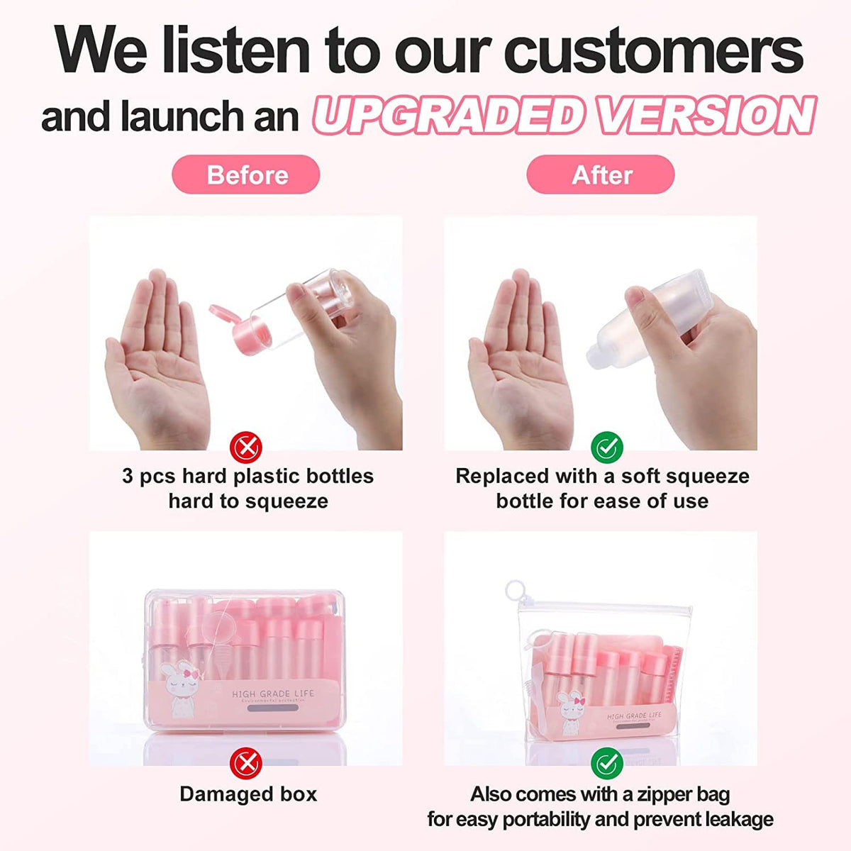 COSLUXE Travel Bottles Kit | Travel Cosmetics Bottles Set | Portable Multipurpose Cosmetics Toiletries Travel's Refillable Bottles | for Storing Shampoo, Gel, Cream Jar | Lotion Dispenser 7 - Pcs Set - Image 7