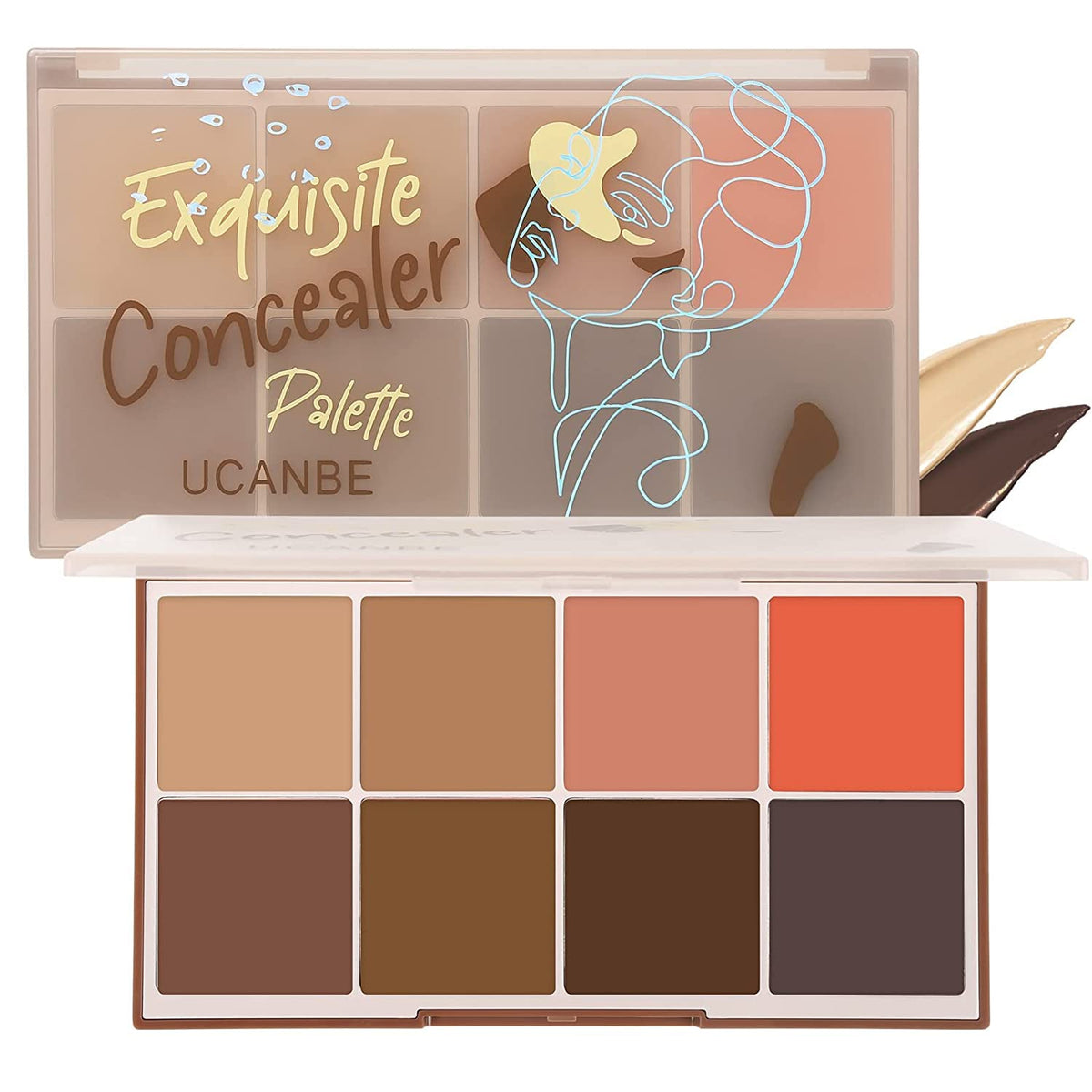 COSLUXE UCANBE Face Concealer Contour Cream Makeup Palette 24.8g - 8 Colors Exquisite Facial Camouflage Contouring Corrector Pallet Full Coverage Make Up Kit (02)