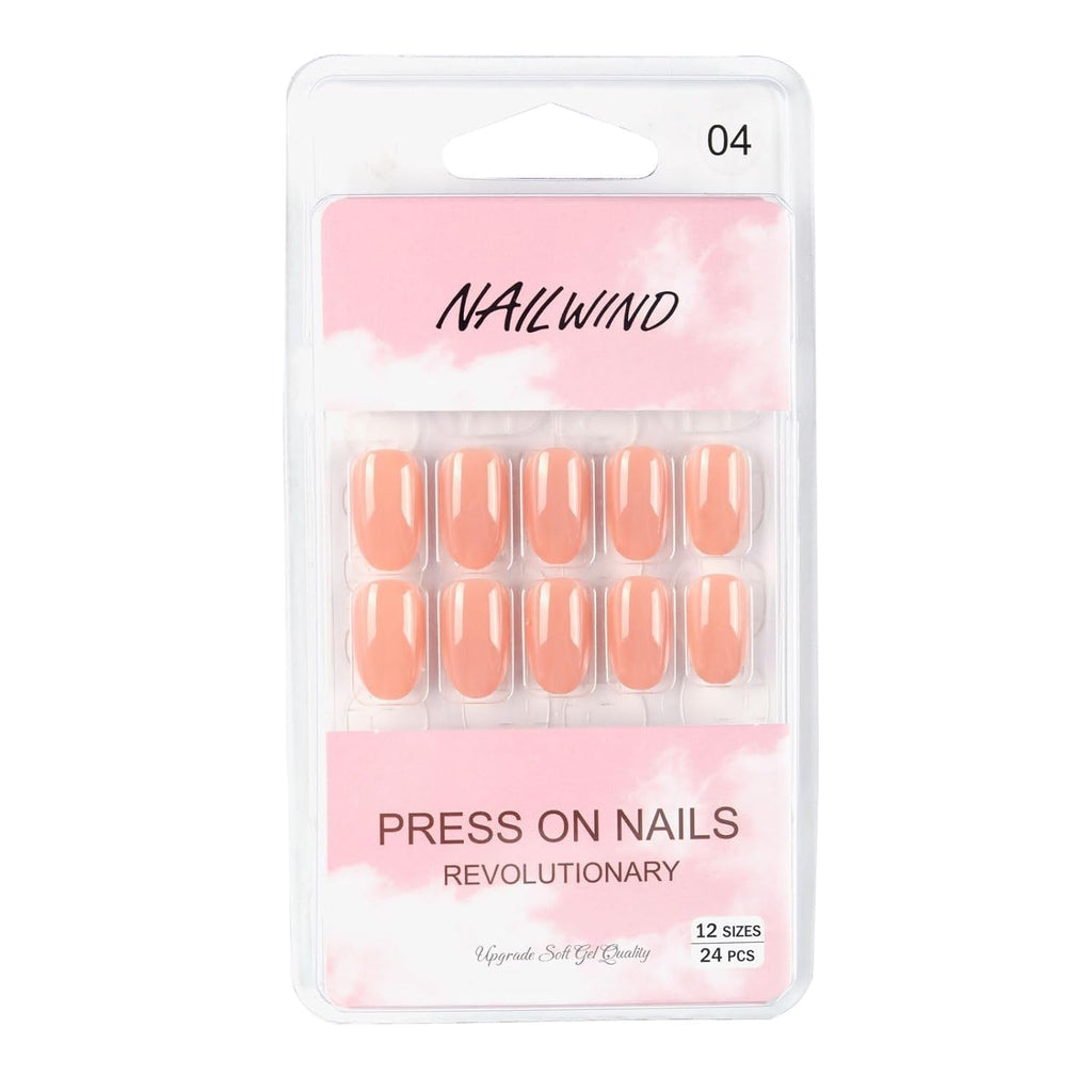 NAILWIND 24pcs Press on nails | Natural Short False Nails | Acrylic Full Cover Nails | Natural Fake Nails Delicate & Comfortable for Women and Girls (V-04) - Image 5