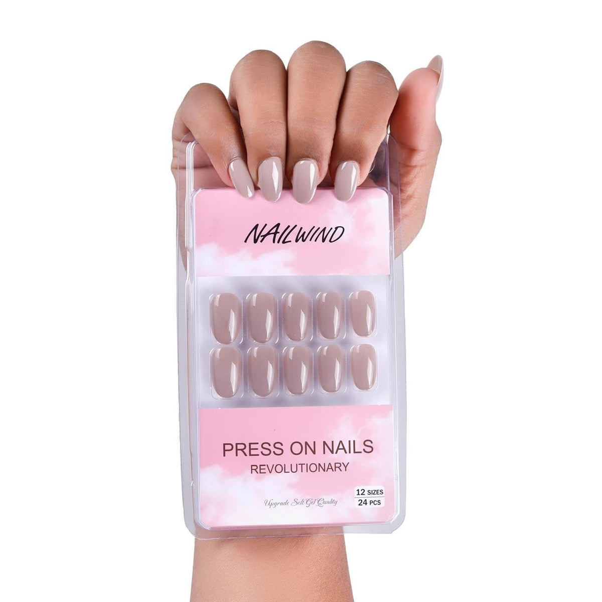 NAILWIND 24 Natural French Short False Nails Acrylic Full Cover Nails,Natural Fake Nails Delicate & Comfortable for Women and Girls (N03, 24 Count -Pack of 1) - Image 2