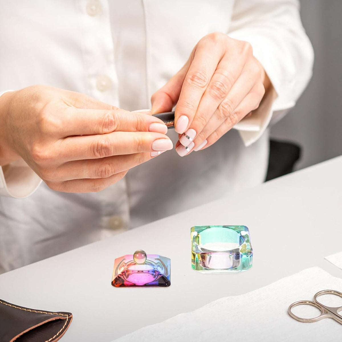 NAILWIND Dappen Dish Crystal Rainbow Bowl Glass for Acrylic Nail Liquid Powder Art, Dip Powder, Monomer, and Polish Remover (Pack of 2) - Image 6