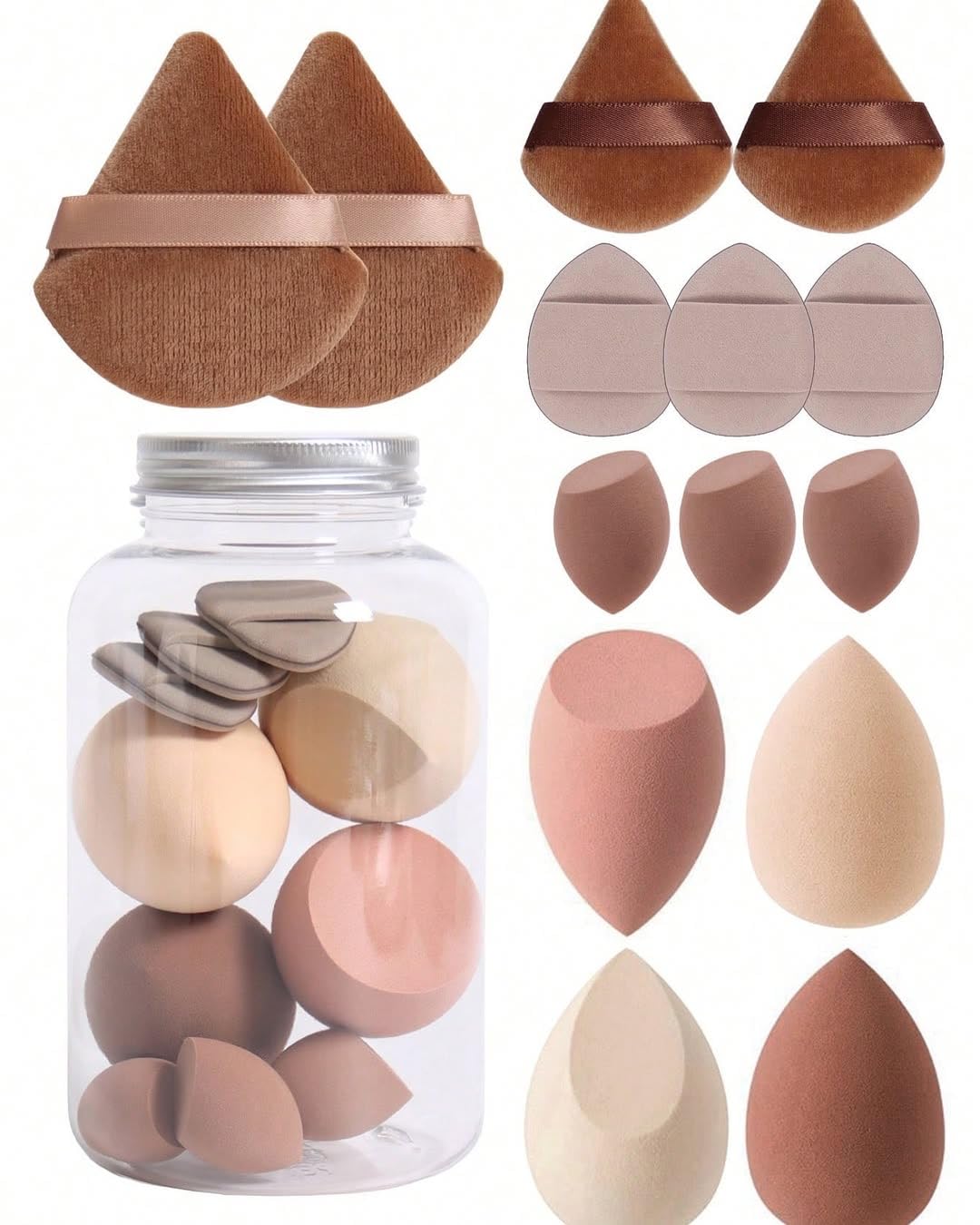COSLUXE Makeup Sponge Set Beauty Blenders with Egg Case, Soft Sponge For Liquid Foundation, Creams, and Powders Latex Free Wet and Dry Makeup Multicolors, 4 Big + 3 Mini -7 Pcs set - Image 8