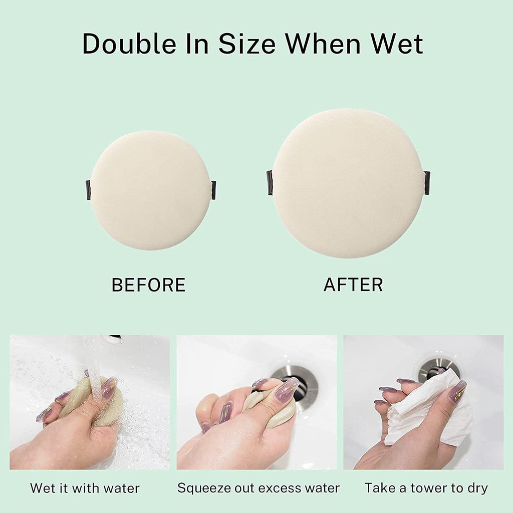 COSLUXE Makeup Sponge, Total Coverage Sponge, Latex-Free Foundation Sponge for Liquid, Cream, and Powder, Wet and Dry Dual Use, Teardrop Powder Puff for All Types of Skin (Round Sponge, 7 Pcs) - Image 2