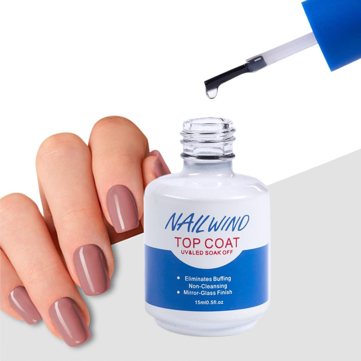 NAILWIND Gel Polish No Wipe Gel Top Coat - Clear Color Top Coat Gel Nail Polish Shine Finish and Long Lasting, Soak Off Nail Lamp, 15ml Gift for Girls - Image 6