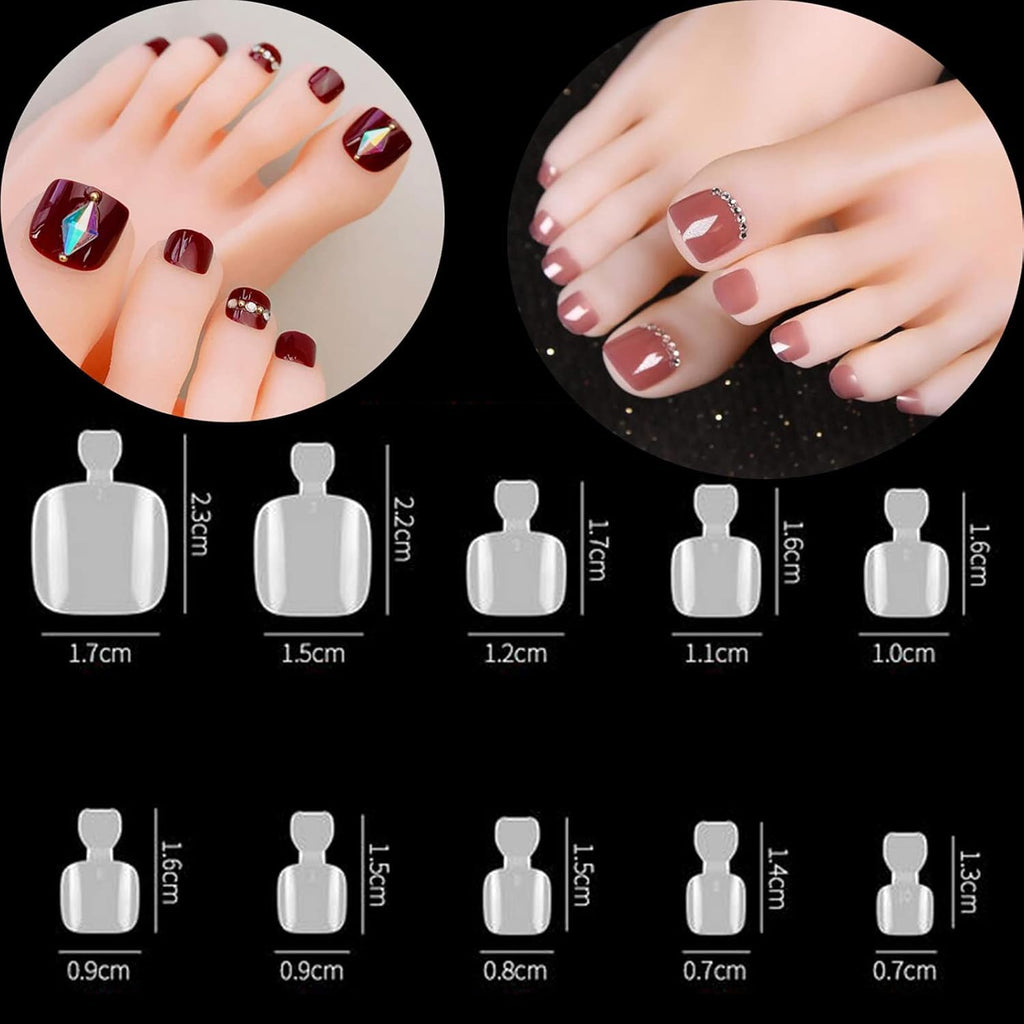 NAILWIND Fake Toenail Tips, 500PCS False Nails Artificial, DIY False Toe Nails Fake Nails for Nail Art - NATURAL Toenail Tips for Woman DIY False Toenails Kit Pedicure at Home - Image 2
