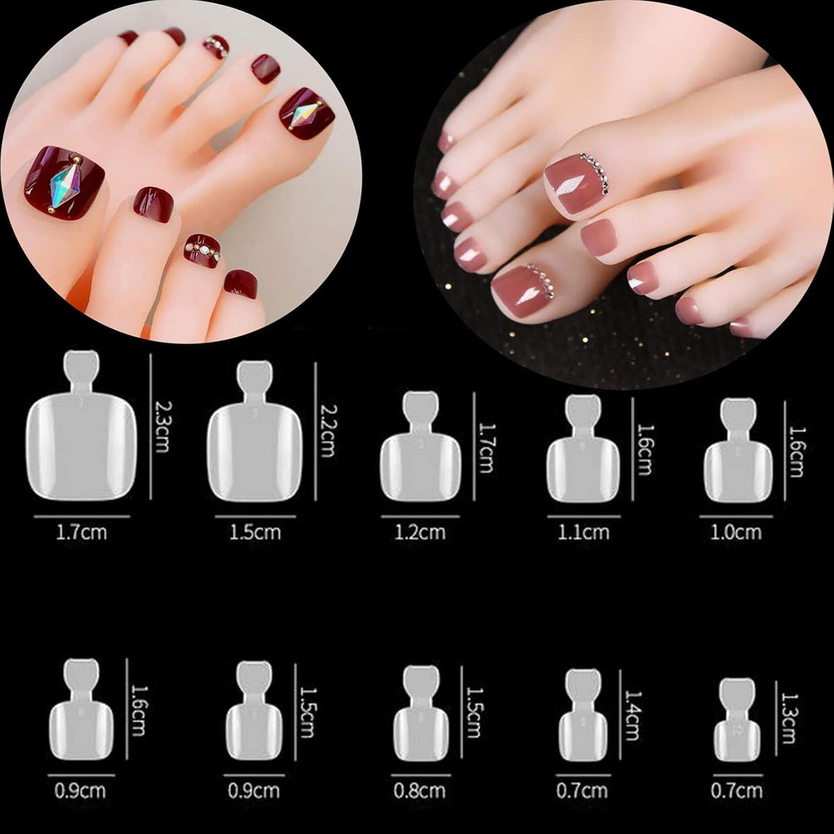NAILWIND Fake Toenail Tips, 500PCS False Nails Artificial, DIY False Toe Nails Fake Nails for Nail Art - NATURAL Toenail Tips for Woman DIY False Toenails Kit Pedicure at Home - Image 2