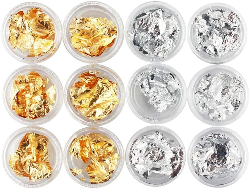 NAILWIND Foil Nail Art Set, Foil Flakes for Resin Art Nail Accessories for Foil Transfer, Decoration, Flake and Mirror Effect - Multicolors Silver,Gold,Copper - Image 2