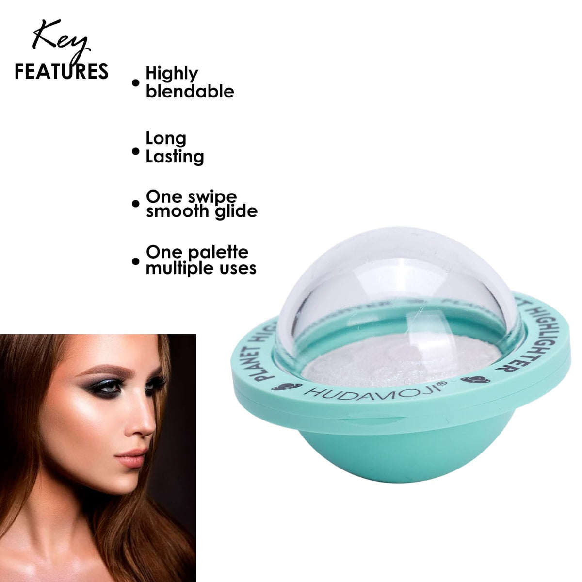 HUDAMOJI Planet Highlighter Collection, 4 Shimmering Shades, Cream Formula (rainbow, 5g) - Image 3