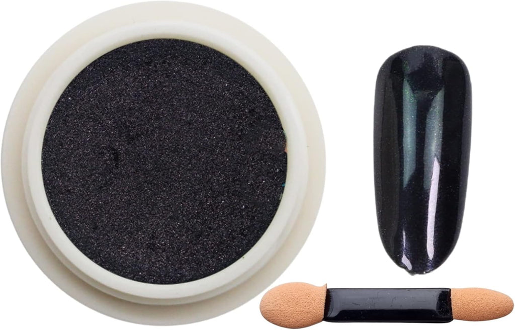 Nailwind Chrome Nail Powder, Black Mirror Nail Powder - Glossy, Glitter & Mirror Effect - DIY Nail Art Accessory with Metallic Pigments - Black