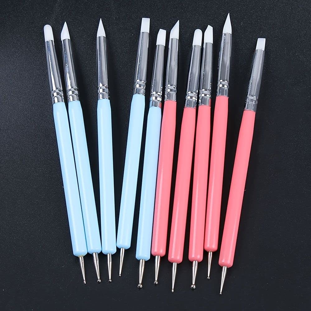 NAILWIND Clay Sculpting Pen 5PCS 2 Way Ball Styluses and Silicone Dual Head UV Gel Carving Pen, Nail Silicone Brushes Set ,Clay Sculpting Tools Modeling Painting Drawing Tool DIY Art Craft (MultiColors, 5 pcs) - Image 2