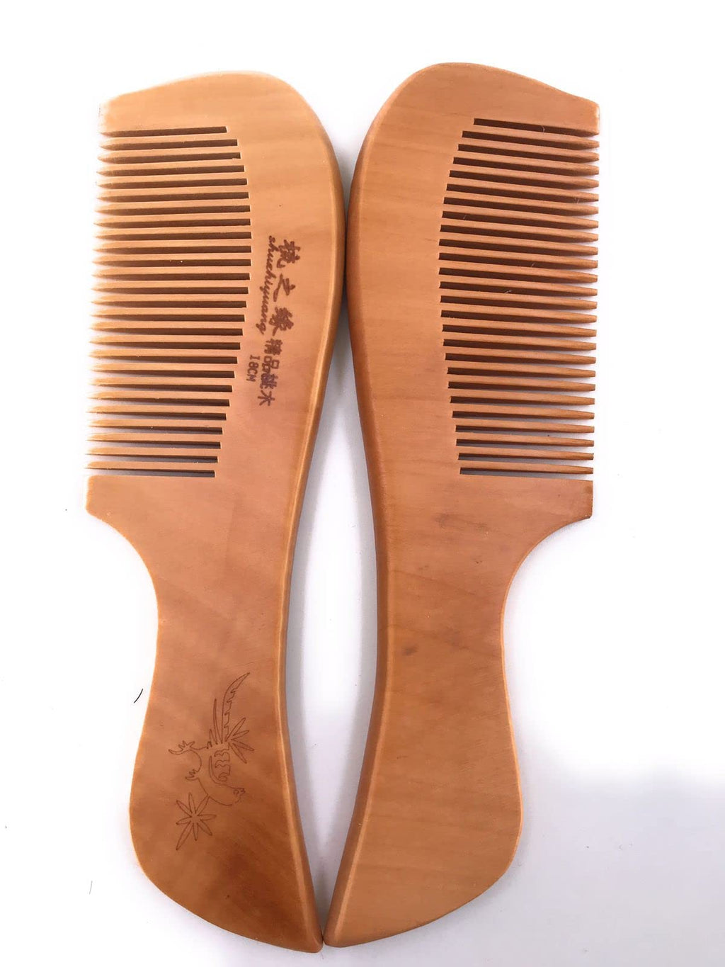 COSLUXE Wooden hair comb for women Wooden Comb Hair Comb, Natural Anti Static Massage Comb with Fine and Wide Tooth for Men Women 1-Handle Comb, 2 Pcs - Image 2