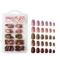 NAILWIND 120 Pcs Soft Gel Nails | Medium Round Artificial Nails Extensions | Combo in 5 Colors With Glue Stickers | Acrylic Nails Press ons for Women Girls (06)