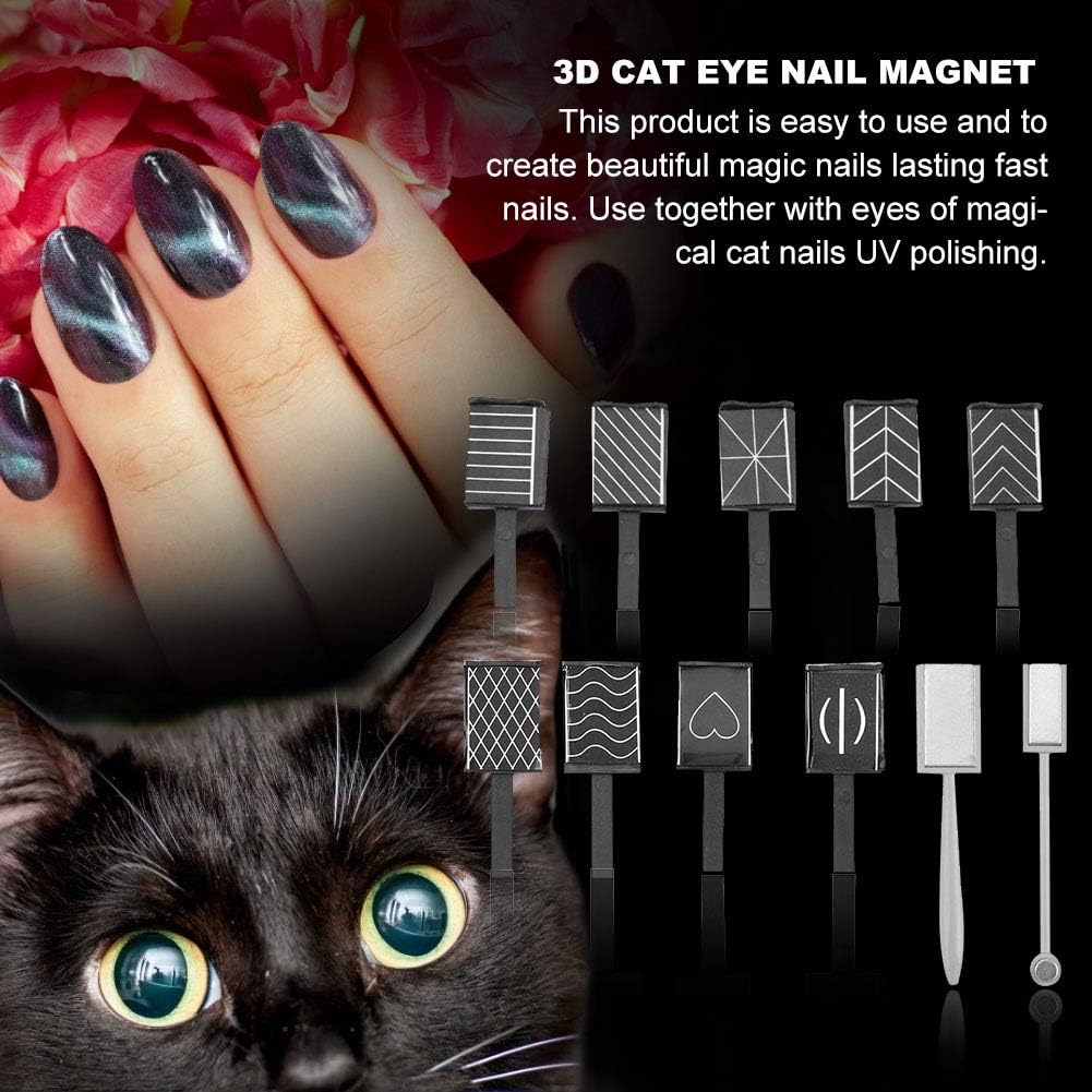 NAILWIND 9 Pcs 3D Cat Eyes Nail Art Magnetic Pen Set, Double-head Magic Magnet Stick, For 3D Magnetic Cat Eye Gel Nail Polish Nail Art Manicure Tool - Image 8