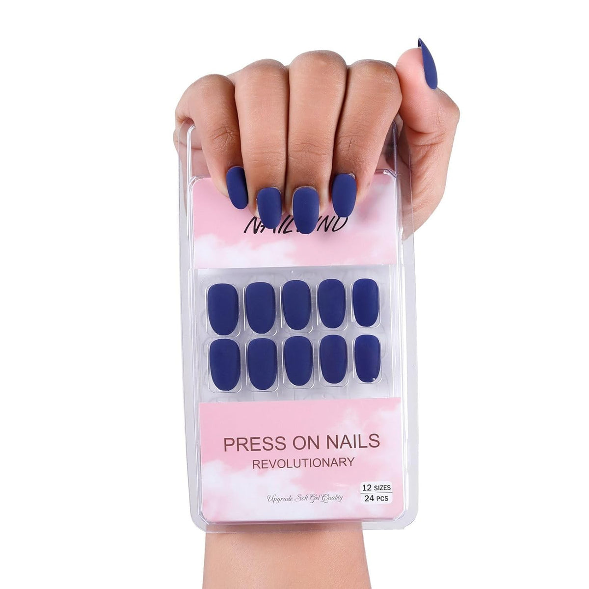 NAILWIND 24pcs Press on Nails | Matte Natural French Short False Nails | Acrylic Full Cover Nails | Natural Fake Nails Delicate & Comfortable for Women and Girls (V-35)