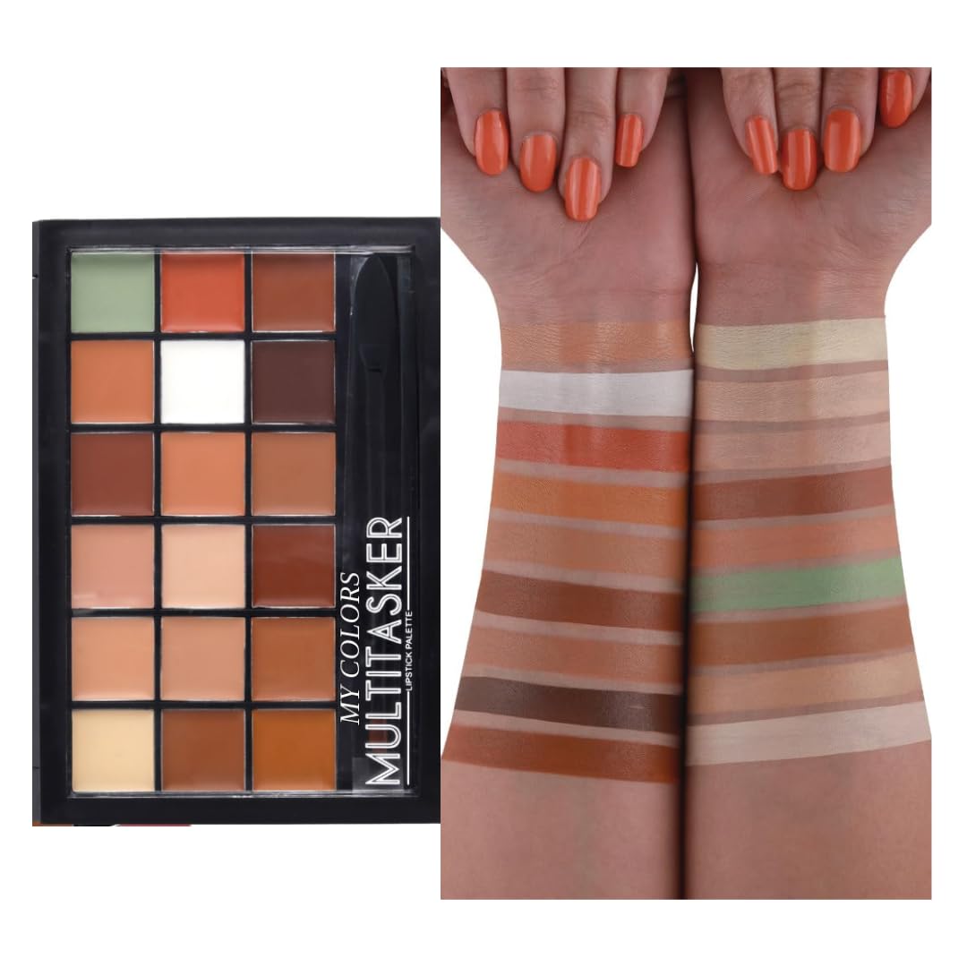 My Colors Professional Colour Corrector Palette | concealer palette for face makeup |18 Shades with Brush, Multi-Colour Concealer for All Skin Types for women - Image 2