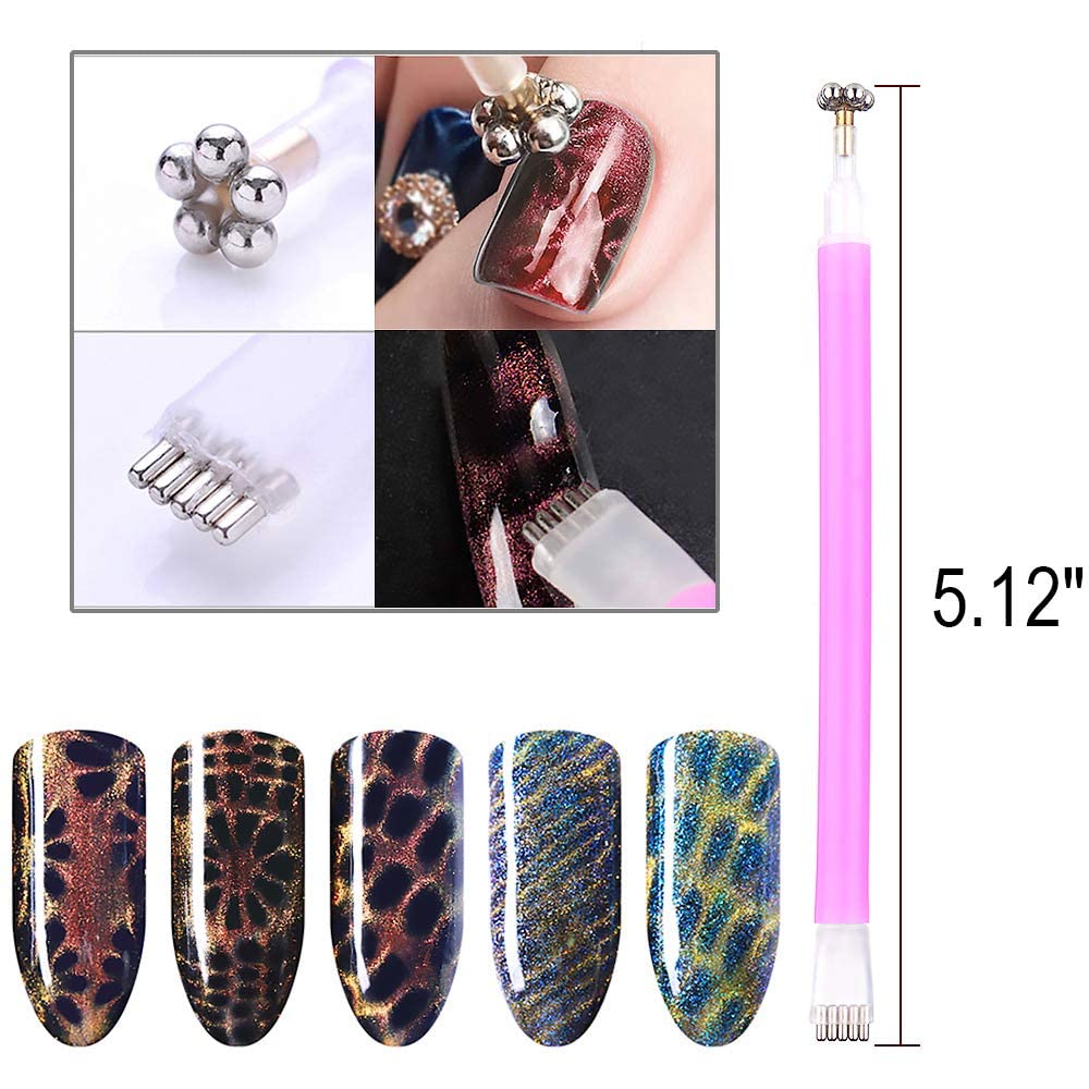 COSLUXE 3 Pcs 3D Cat Eyes Nail Art Magnetic Pen Set Double-head Magic Magnet Stick For 3D Magnetic Cat Eye Gel Nail Polish Nail Art Manicure Tool - Image 6