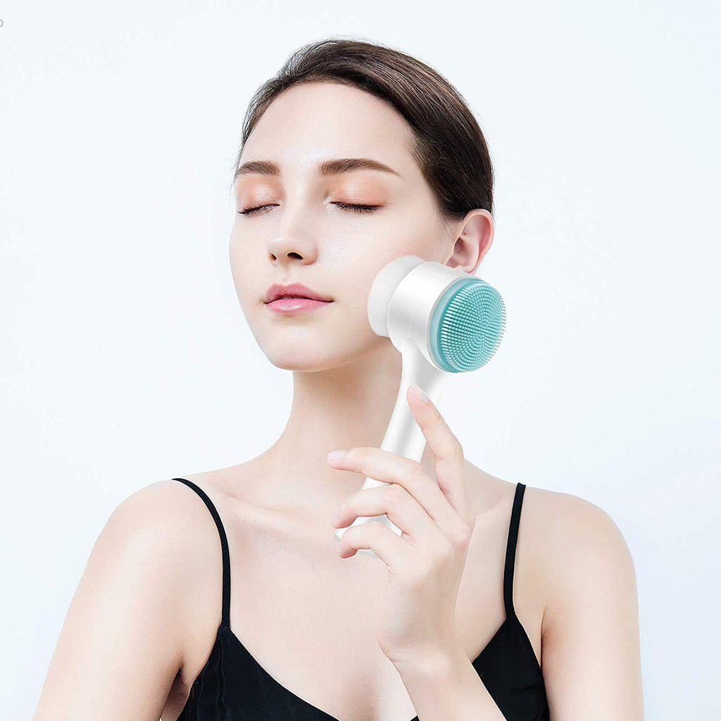 COSLUXE Manual Facial Cleansing brush, 2-in-1 Skin Care face brush, silicone facial scrubber Manual Dual Face Wash Brush for Deep Pore Exfoliation Massaging - Image 2