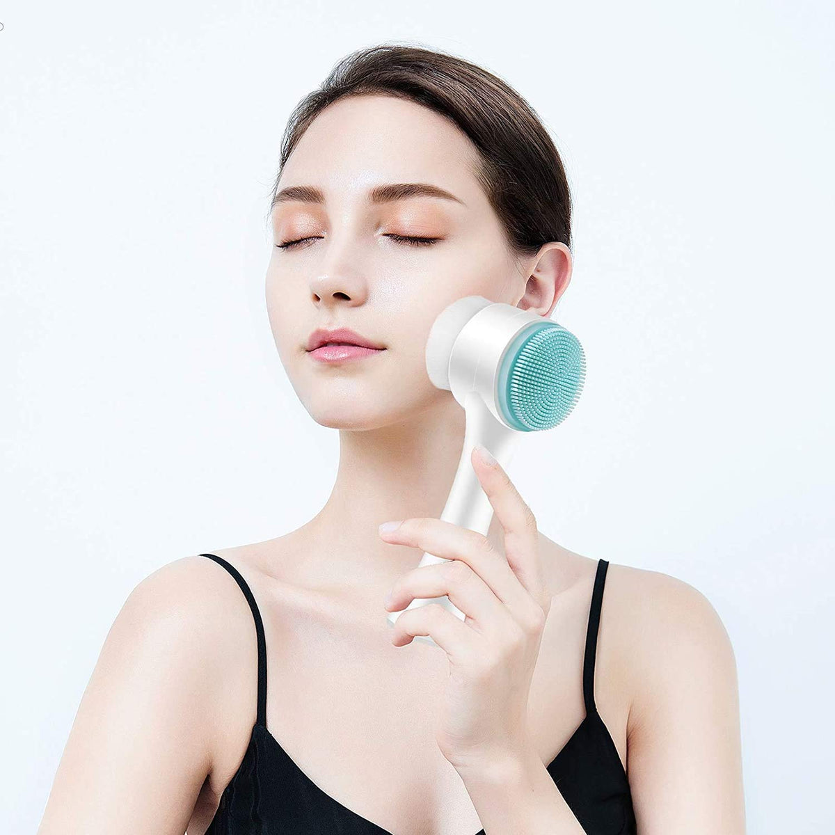 COSLUXE Manual Facial Cleansing brush, 2-in-1 Skin Care face brush, silicone facial scrubber Manual Dual Face Wash Brush for Deep Pore Exfoliation Massaging - Image 2