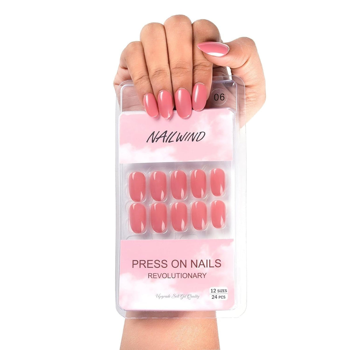 NAILWIND 24pcs Press on nails | Natural Short False Nails | Acrylic Full Cover Nails | Natural Fake Nails Delicate & Comfortable for Women and Girls (V-06)