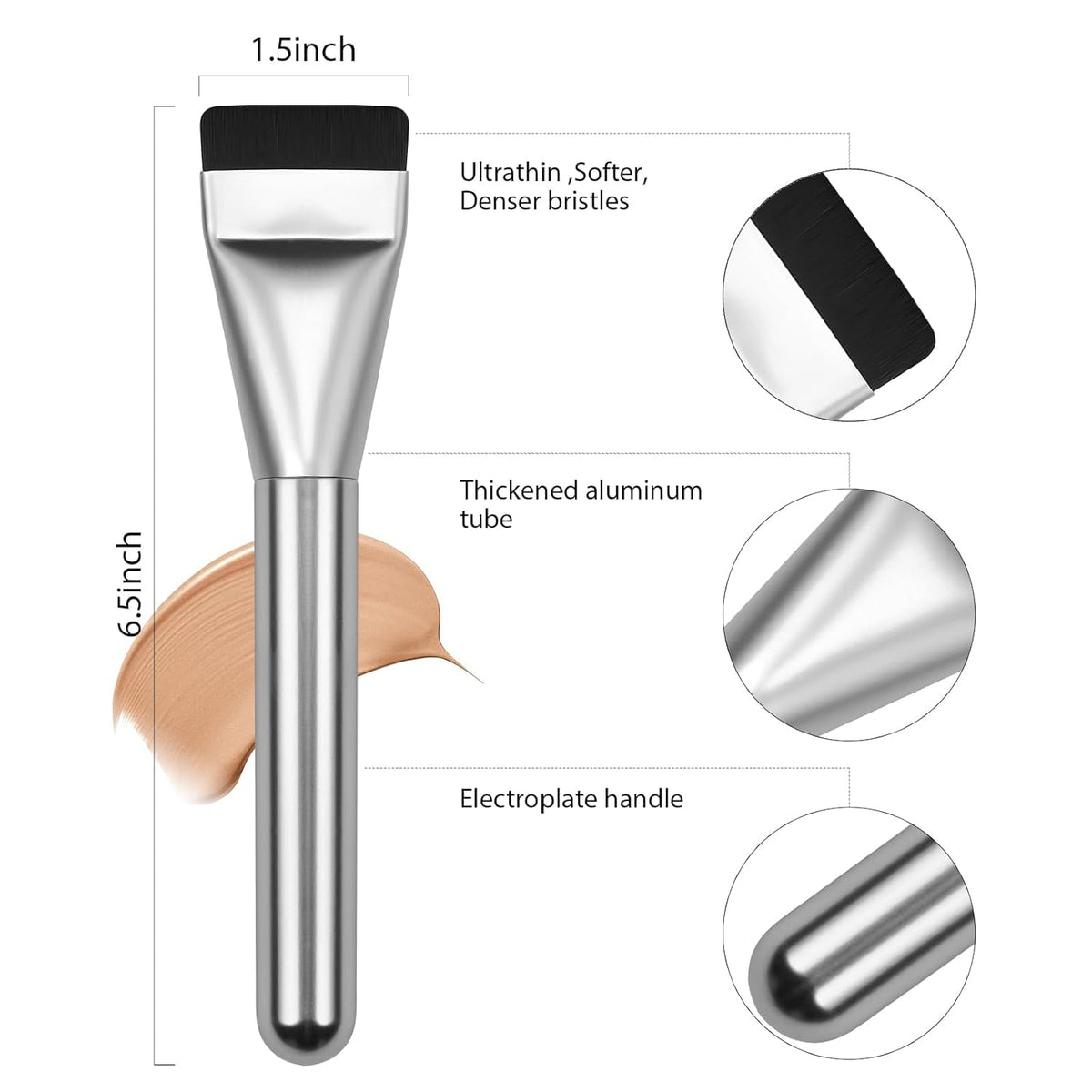 COSLUXE Flat Foundation Brush,Flat Head Foundation Brush for Liquid Makeup, Foundations' Brush Set for Liquid, Cream Foundations Concealer Brush Makeup Brushes (1 - Pcs) - Image 4