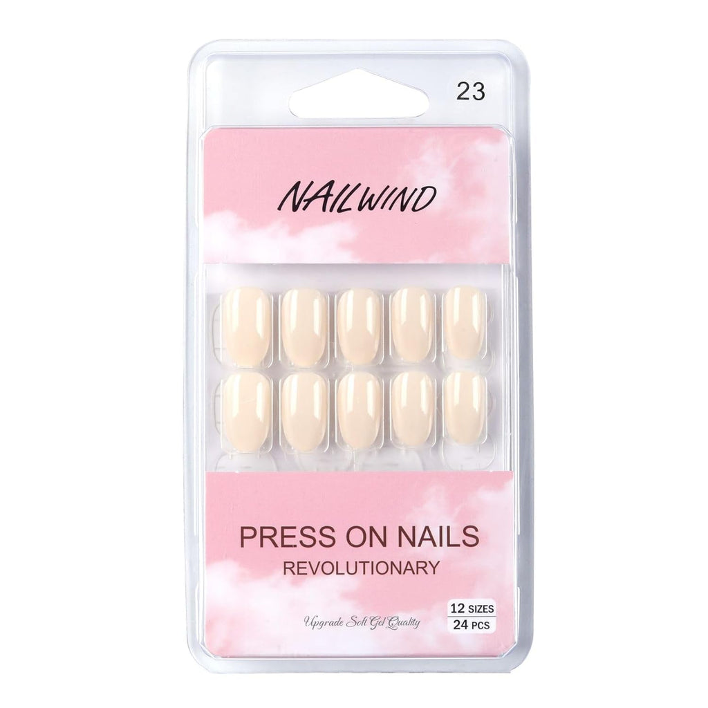 NAILWIND 24pcs Press on Nails | Natural French Short False Nails | Acrylic Full Cover Nails | Natural Fake Nails Delicate & Comfortable for Women and Girls (V-23) - Image 5