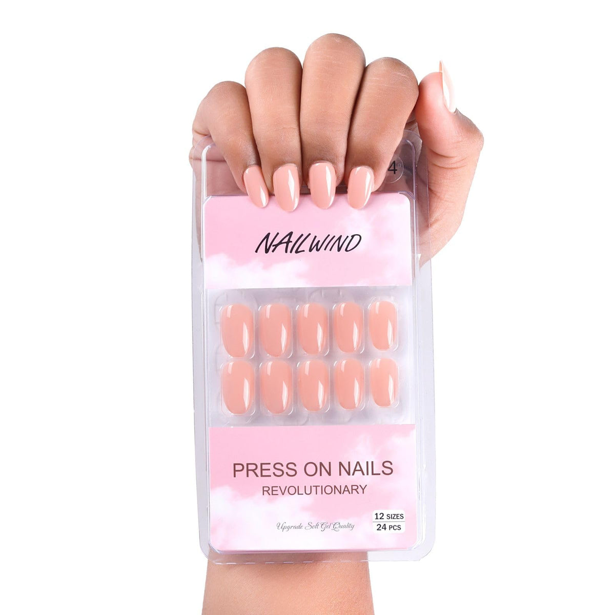NAILWIND 24 Natural French Short False Nails Acrylic Full Cover Nails,Natural Fake Nails Delicate & Comfortable for Women and Girls (N04, 24 Count -Pack of 1) - Image 2