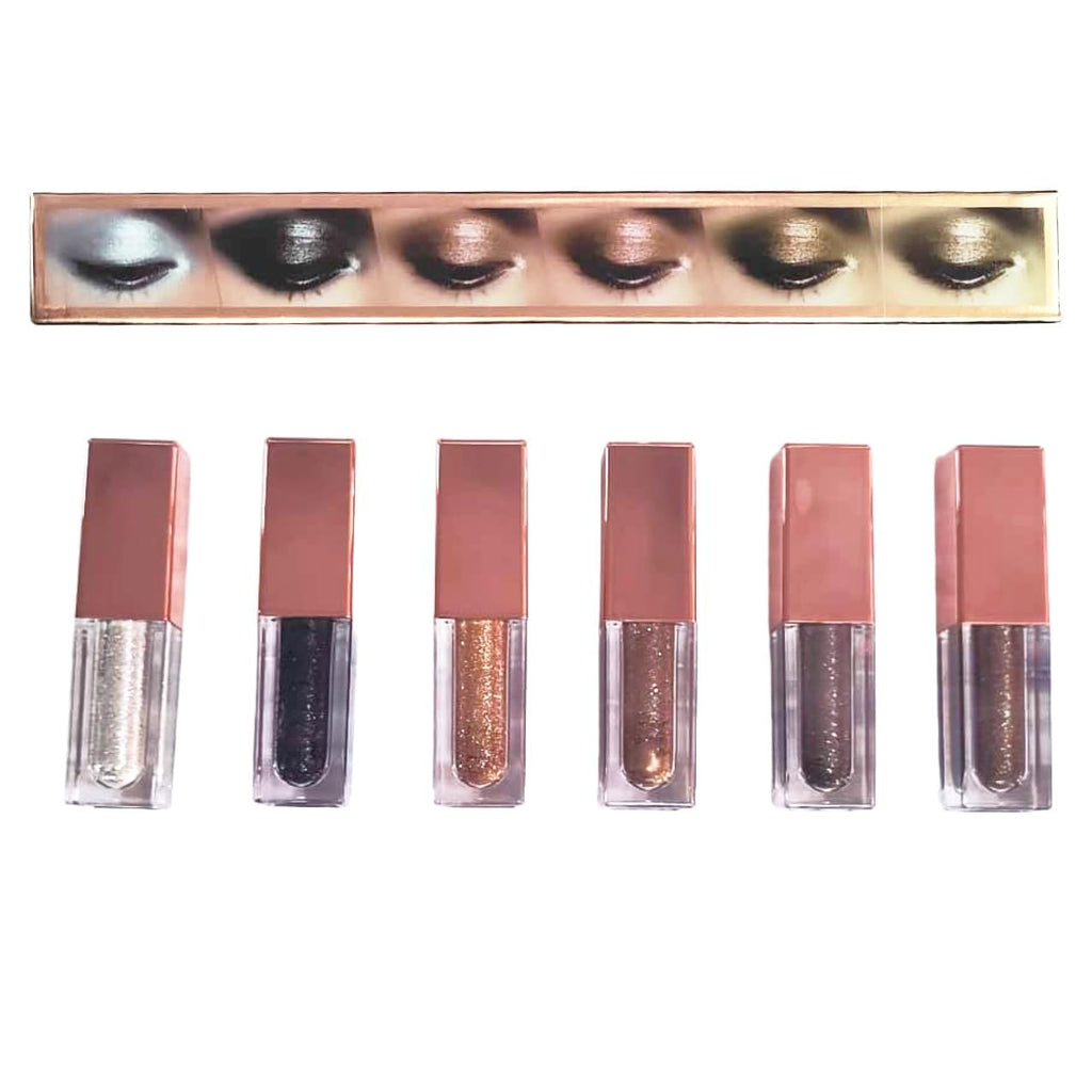COSLUXE 6 pcs Glitter Liquid Eyeshadow Set, 6 Colors Metallic Glitter Shimmer Smokey Eye Looks Waterproof Long Lasting EyeShadow Makeup Kits (A) - Image 3