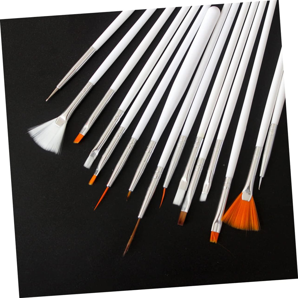 NAILWIND Nail Art Brushes, Nail Art, Design Dotting Painting Drawing Polish Brush Pen Tools,Nail Designs on Gel Acrylic and Natural Nails- Salon (White, 15 PCS) - Image 3