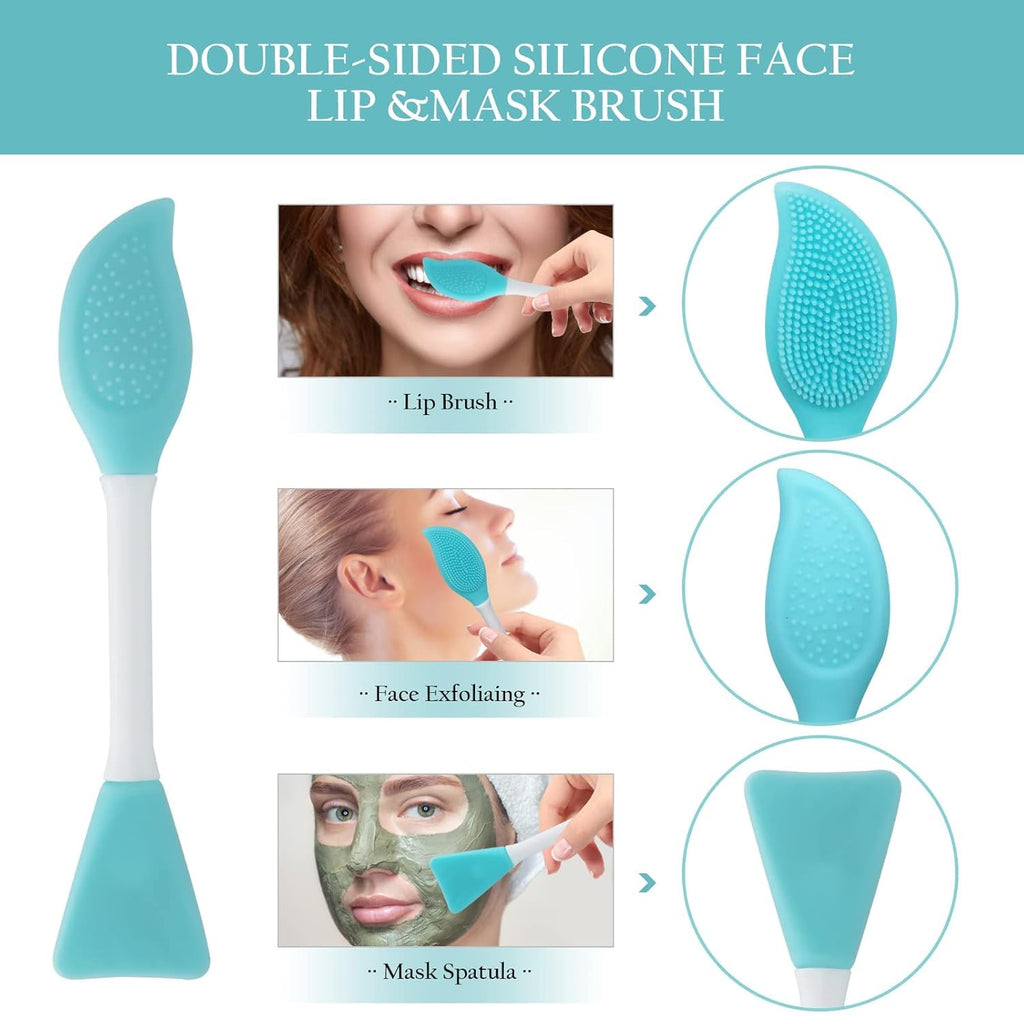 COSLUXE Manual Facial Cleansing Brush & Silicone Face Mask Applicator & Makeup Sponge, Double-Ended Facial Mask Brushes, Facial Sponge Makeup Skin Care Tool Set - Image 8