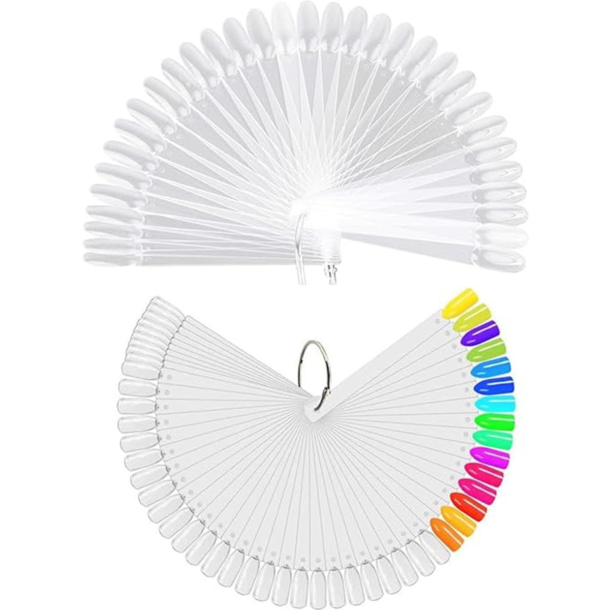 NAILWIND Fan Shape Nail Art Polish Display Tips, False Nails Sample Sticks, Nails Practice Color Display, for Nail Home DIY Nails Salon Practice Tools (Fan-shaped CLEAR, 100 - Pcs)