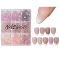 NAILWIND 216Pcs White French Tip Press on Nails Almond Shape Fake Nails, Artificial Nails Extensions Combo in 9 Colors, Full Cover Glossy Nude False Nails Acrylic Nails for Women Girls Finger Nails Design