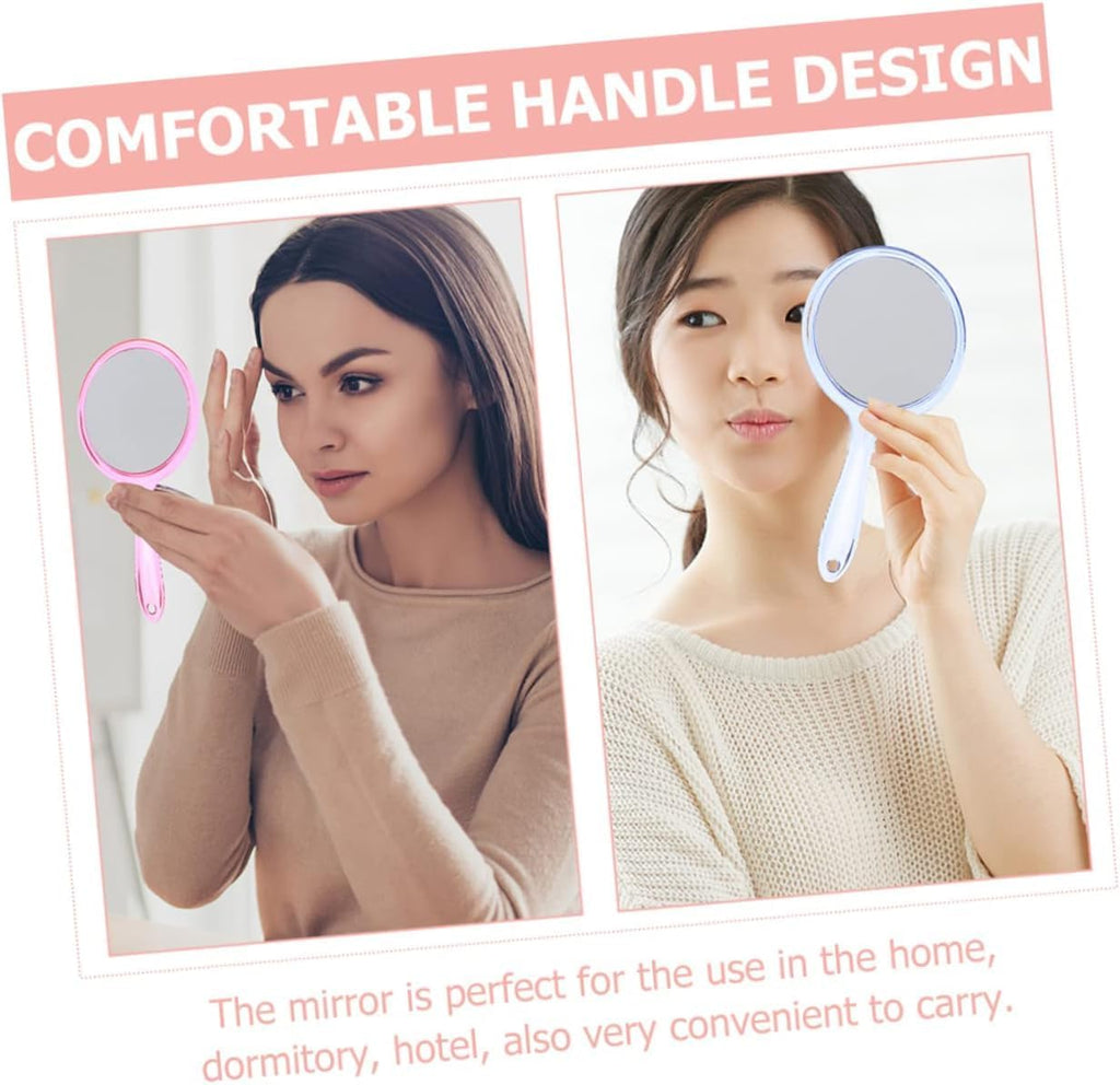 COSLUXE Double-Sided Handheld Mirror, 1X/3X Magnifying Mirror, Makeup Mirror with Handle Mirrors Rounded Shape (Multicoloured, Medium) - Image 4