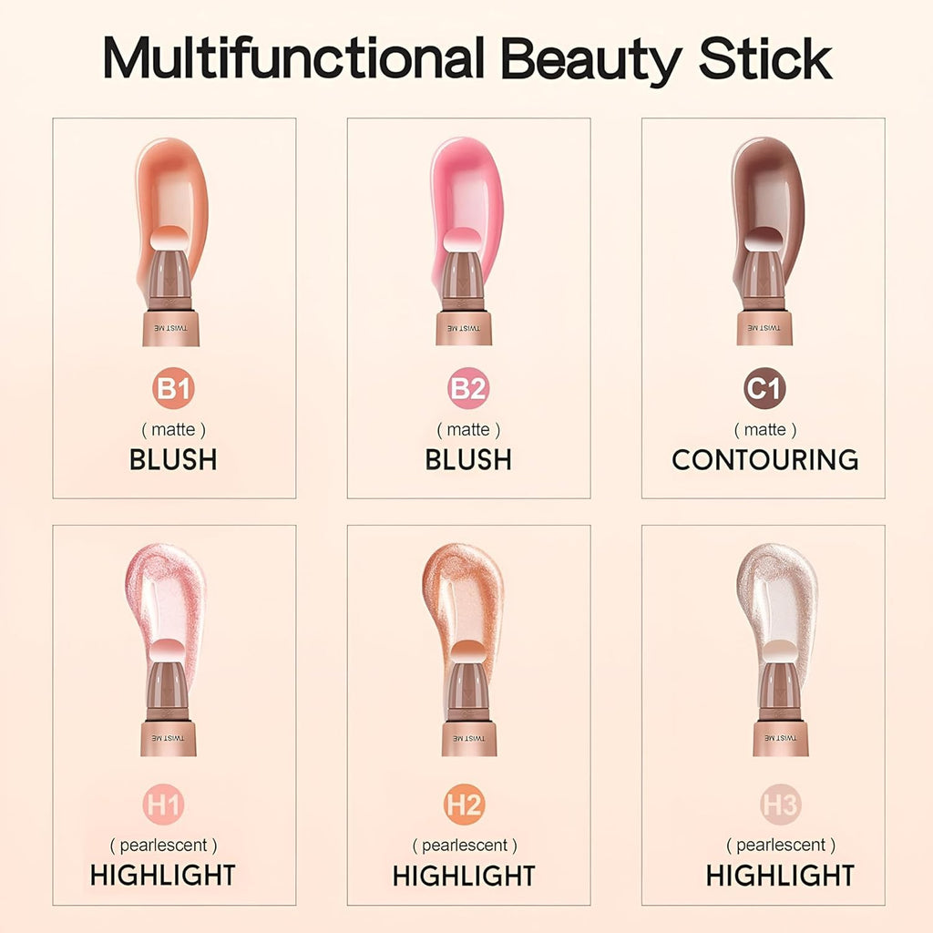 My Colors Liquid Highlighter Stick with Cushion Applicator, Soft Touch Long Lasting Natural Matte Finish, Silky Cream Face Highlighter and Contour Bronzer Stick (H1) - Image 3