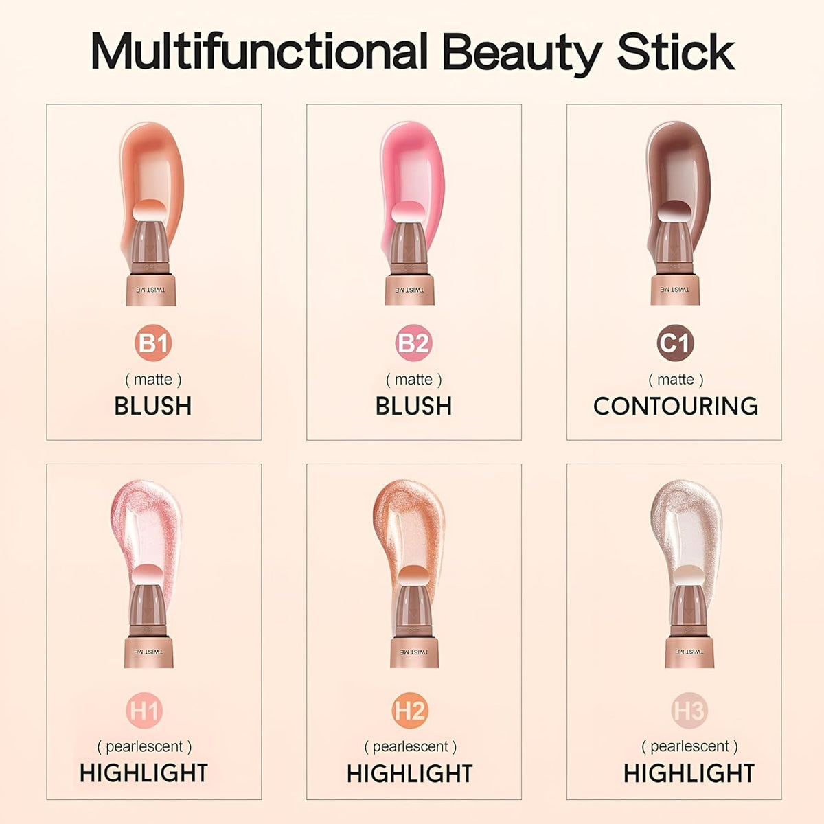 My Colors Liquid Highlighter Stick with Cushion Applicator, Soft Touch Long Lasting Natural Matte Finish, Silky Cream Face Highlighter and Contour Bronzer Stick (H1) - Image 3