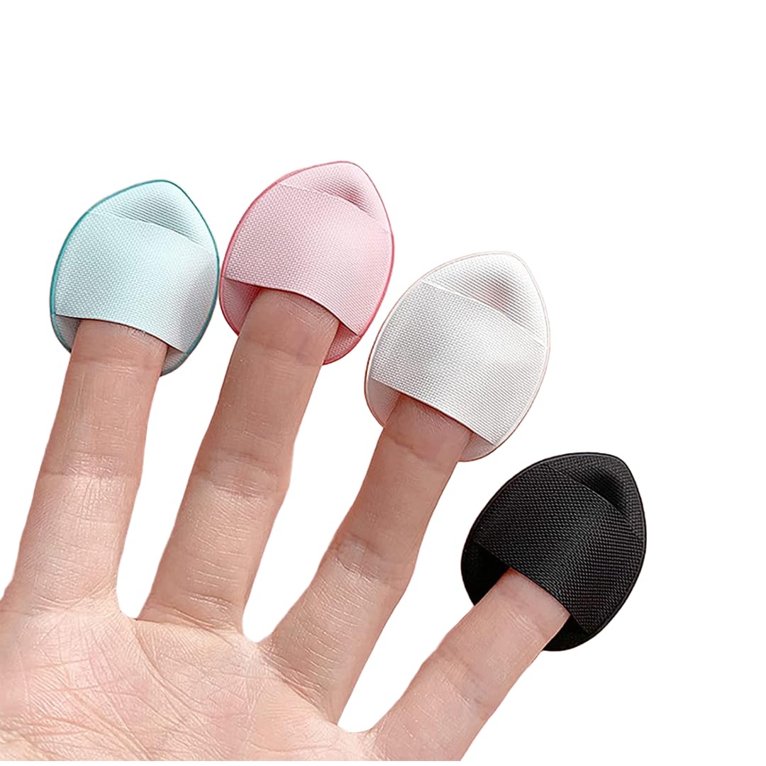 COSLUXE Mini Finger Powder Puff 4 pcs Finger Makeup finger beauty blender Sponges, Mini Soft Cosmetic Finger Puff, Perfect for Foundation, BB Cushion, Cream, Concealer