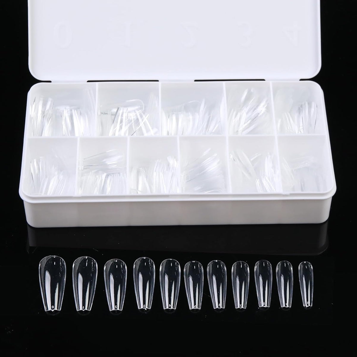NAILWIND Nail Tips, Coffin Soft Gel Nail Tips, 550 pcs Medium Coffin Press On Nails, 11 Sizes Full Cover Acrylic False Nail Tips, for Beginner and Professional Home Salon Diy 01 - MEDIUM COFFIN - PINK BOX, - Image 8