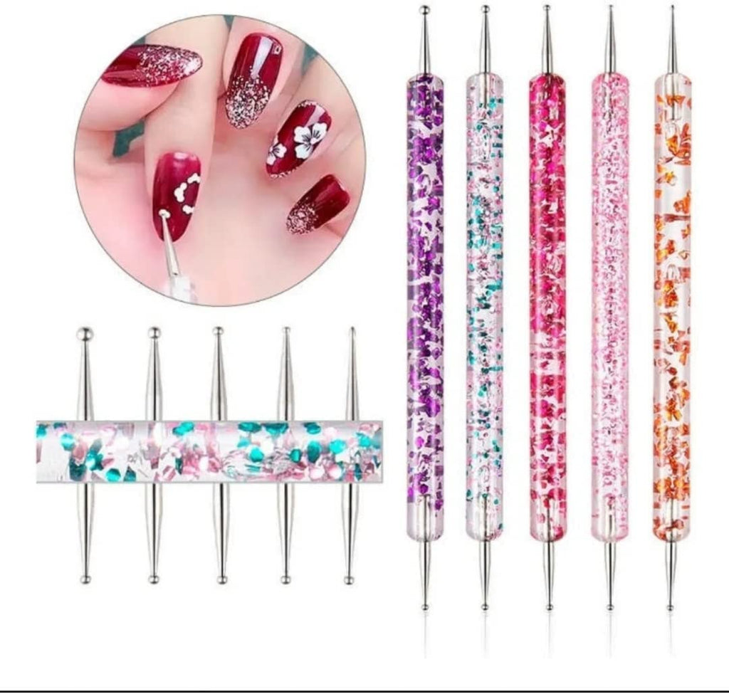 NAILWIND Nail Art Dotting Pen Dual?Ended Nail Art Brushes, Manicure Picking Pen for Rhinestones Steel Balls Pearls Nail Decoration, DIY Gel Nail Making Dots Design Pen (Multi, 5 PCS) - Image 5