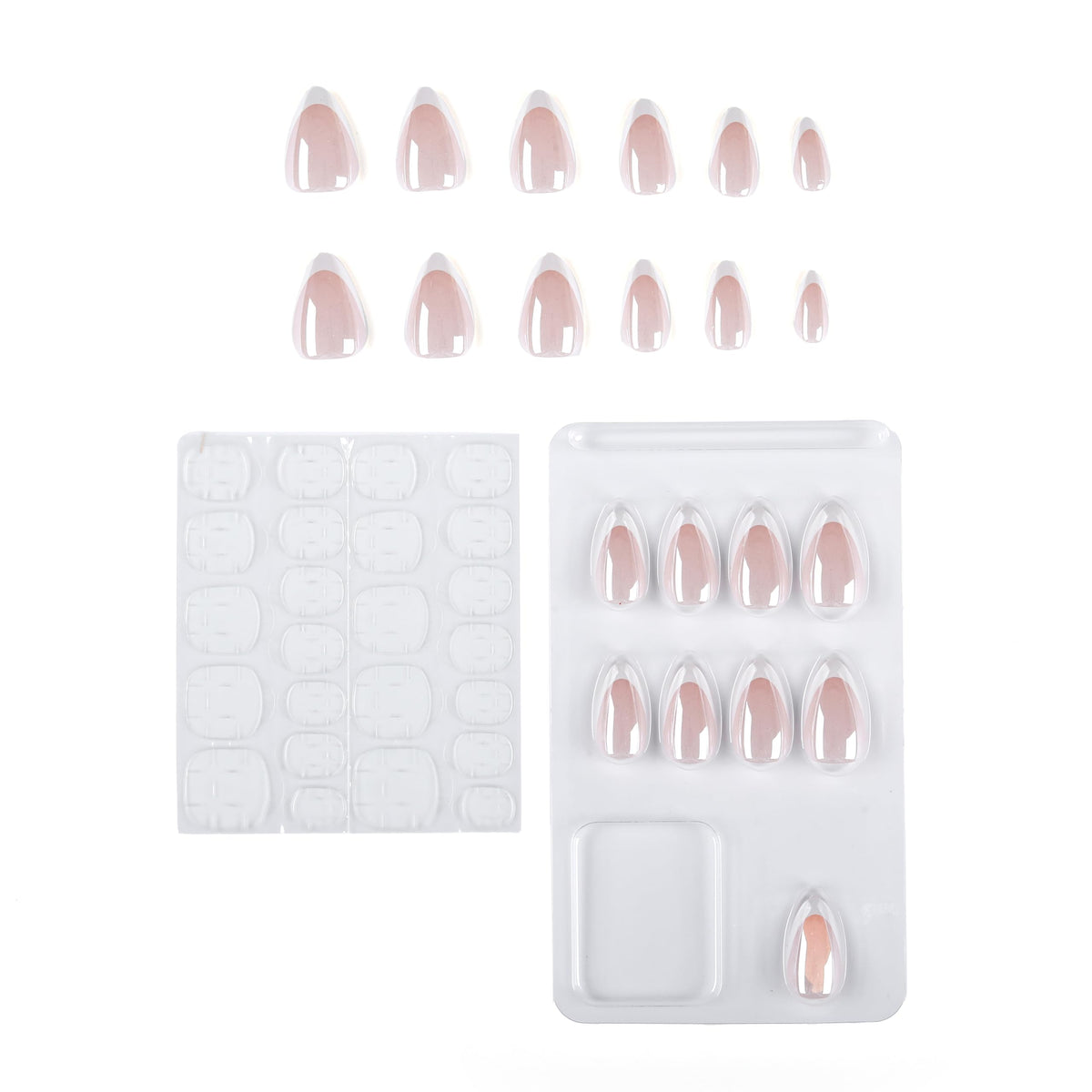NAILWIND Chrome White French Tip Press On Nails | Short Almond | 15 Sizes 30 Pcs | French Nail | Natural Short Almond Nails False Nails for Women Girl - Image 9