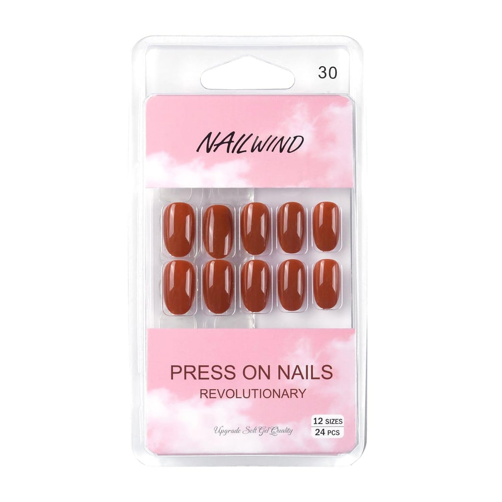 NAILWIND 24pcs Press on Nails | Natural French Short False Nails | Acrylic Full Cover Nails | Natural Fake Nails Delicate & Comfortable for Women and Girls (V-30) - Image 5