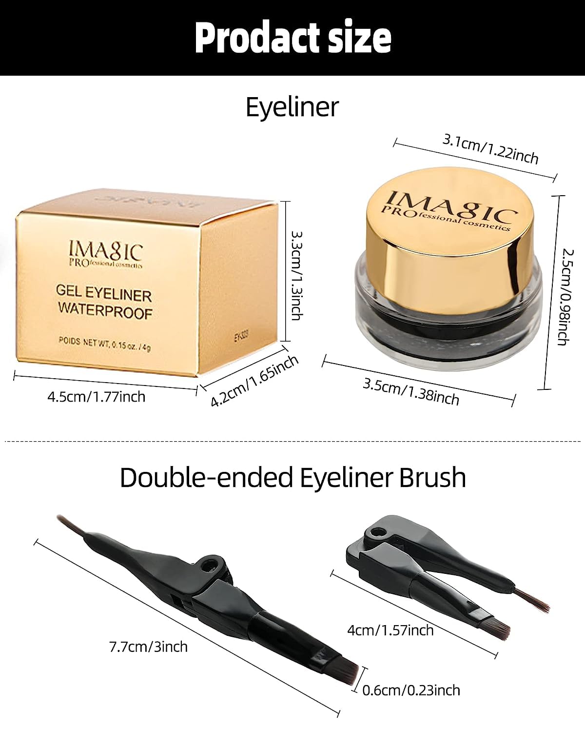 COSLUXE IMAGIC Gel Eyeliner, Waterproof Makeup Gel Eye Liner With Brush (4g) (black 01) - Image 3