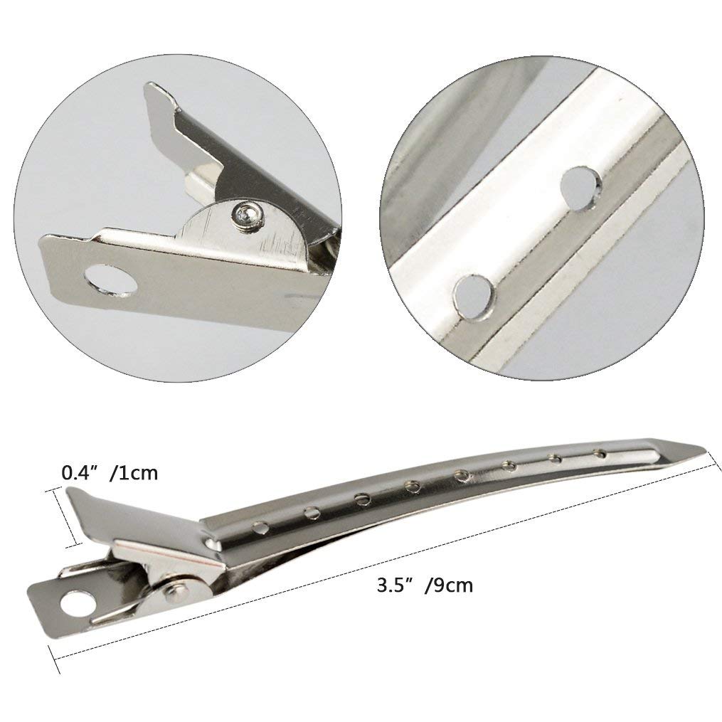 COSLUXE Professional Salon Hair Styling Steel Silver Section Clips Duck Bill Clips, 3.5 Inches Rustproof Metal Alligator Curl Clips with Holes for Hair Styling for Women, Silver (Pack of 24) - Image 2