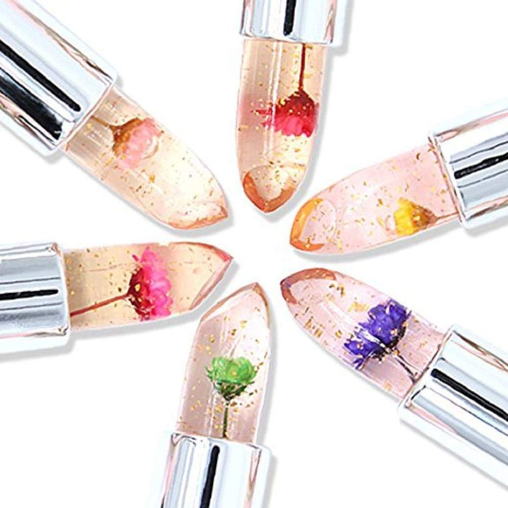 HUDAMOJI 6 Pcs Crystal Jelly Flower Matte Lipstick Moisturizer Clear Lip Glossy Balm, Color Changing, Long Lasting Lip Balm Lips Moisturizer Magic Temperature Color Change Lip Glossy For Girls Woman - Image 8