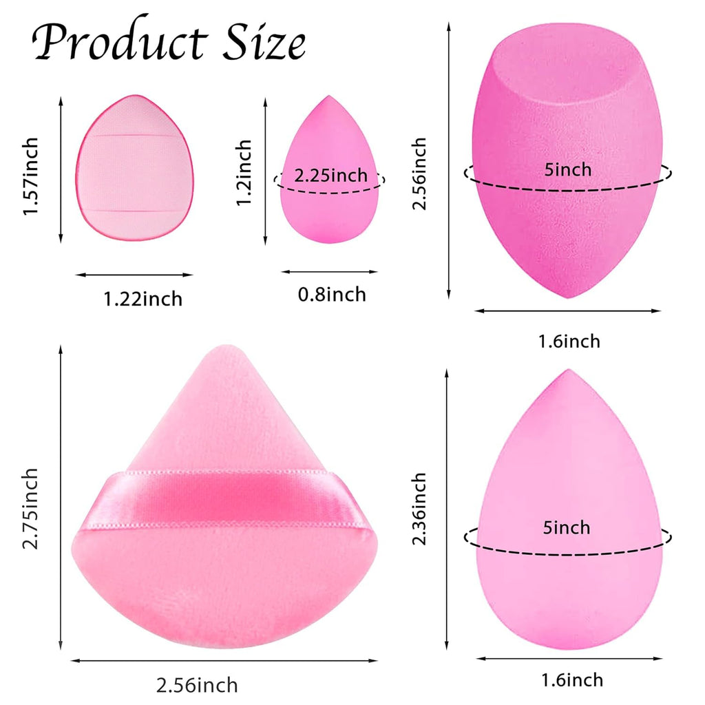 COSLUXE 12 Pcs Makeup Sponge Set, 3 Beauty Blender Sponge, 3 Mini Makeup Sponge & 3 Triangle Puff Set, 3 Finger Puff Mini Makeup Sponges for Foundation, Liquid, Cream, Powder, Beauty Gift Set - Image 2
