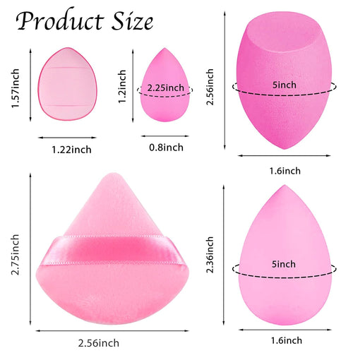 COSLUXE 12 Pcs Makeup Sponge Set, 3 Beauty Blender Sponge, 3 Mini Makeup Sponge & 3 Triangle Puff Set, 3 Finger Puff Mini Makeup Sponges for Foundation, Liquid, Cream, Powder, Beauty Gift Set - Image 2